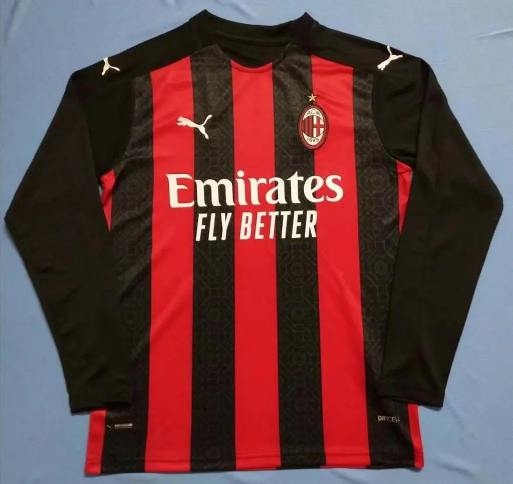 MAILLOT AC MILAN DOMICILE 2020/2021 VERSION MANCHES LONGUES - Maillot du Monde