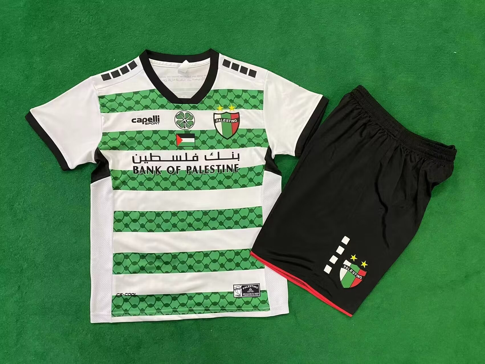 24/25 Ensemble Enfant PALESTINE SPÉCIALE Vert/Blanc - Maillot du Monde