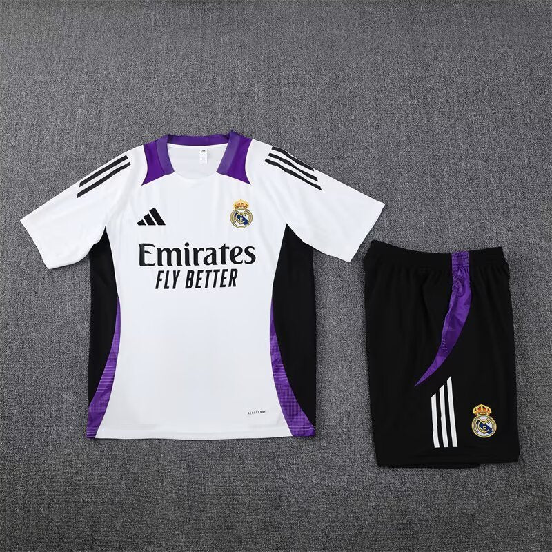 24/25 Ensemble d’entraînement REAL MADRID Blanc/Violet/Noir - Maillot du Monde